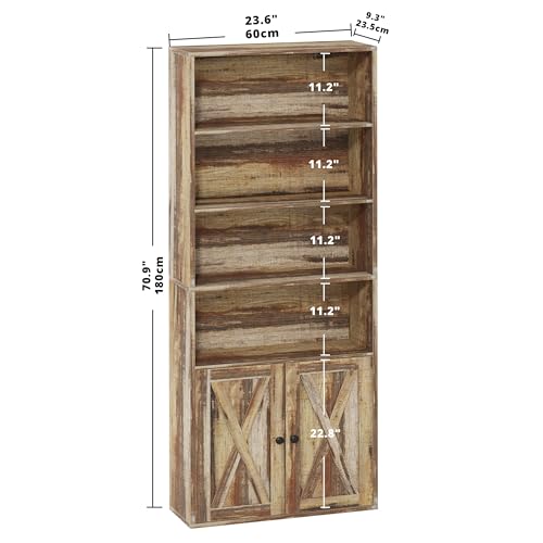 Industrial 6 Shelf Bookshelves with Doors D29057