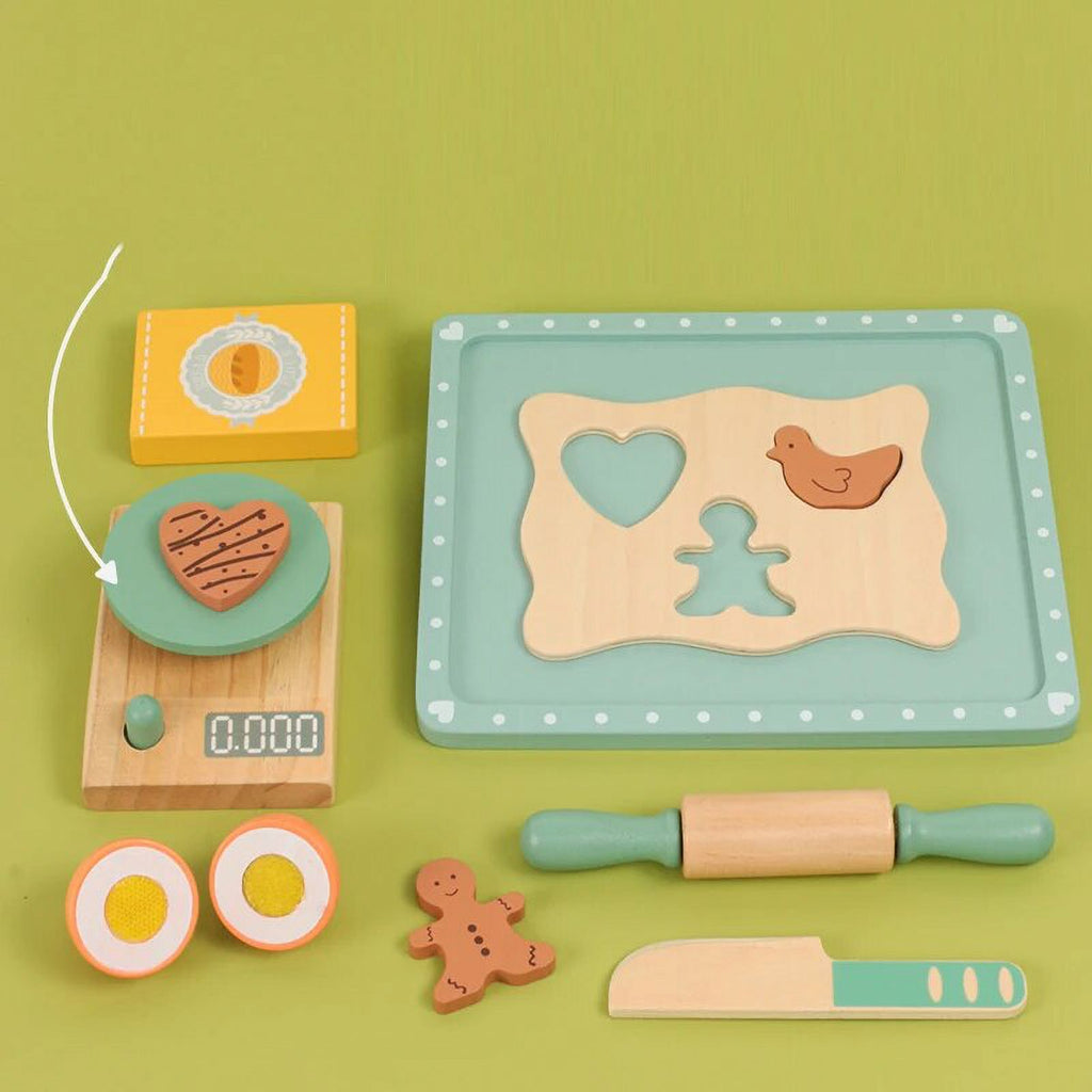 Wooden Pretend Play Kitchen Baking Tools Toys Dough Sets Accessories Toddler Sensory Game L54508