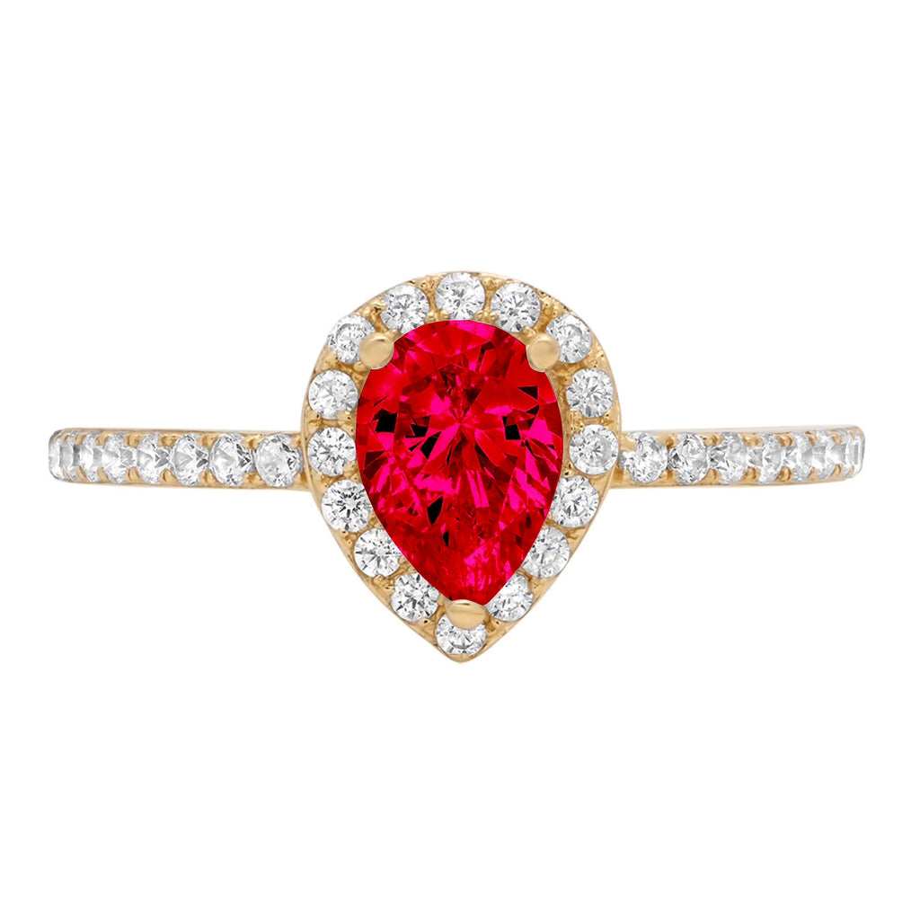Pear Cut Pink Simulated Tourmaline 18k Yellow Gold Halo Ring Size 3.5 N864654