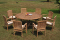 Grade-A Teak 9 Pc Dining Set: 72" Round Table And 8 Stacking Arm Chairs I2685