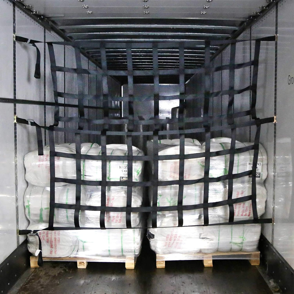 Heavy Duty Cargo Net with Cam Buckles and E-Track Fittings, 82 Inches by 82 Inches, 8 Inch by 8 Inch Holes S203394