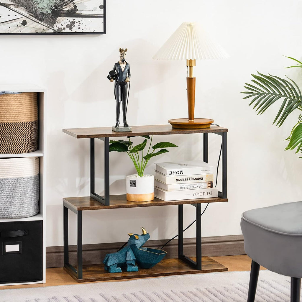 2-Tier S-Shaped Wooden Bookshelf N505384