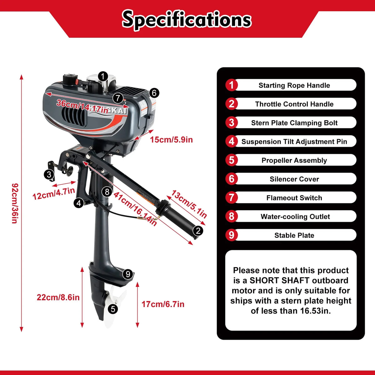 3.5HP 2 Stroke Outboard Motor O784080
