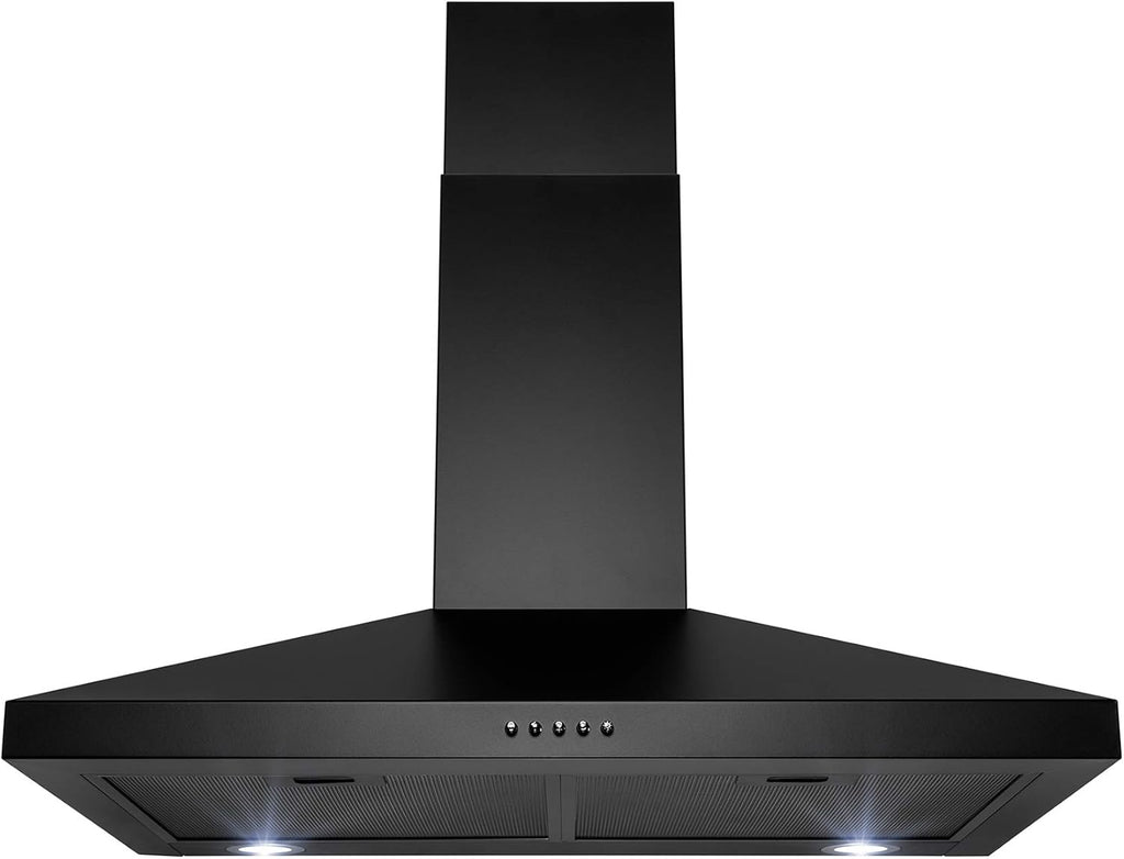 Black Painted Stainless Steel Wall Mount Range Hood with Carbon Filters N860