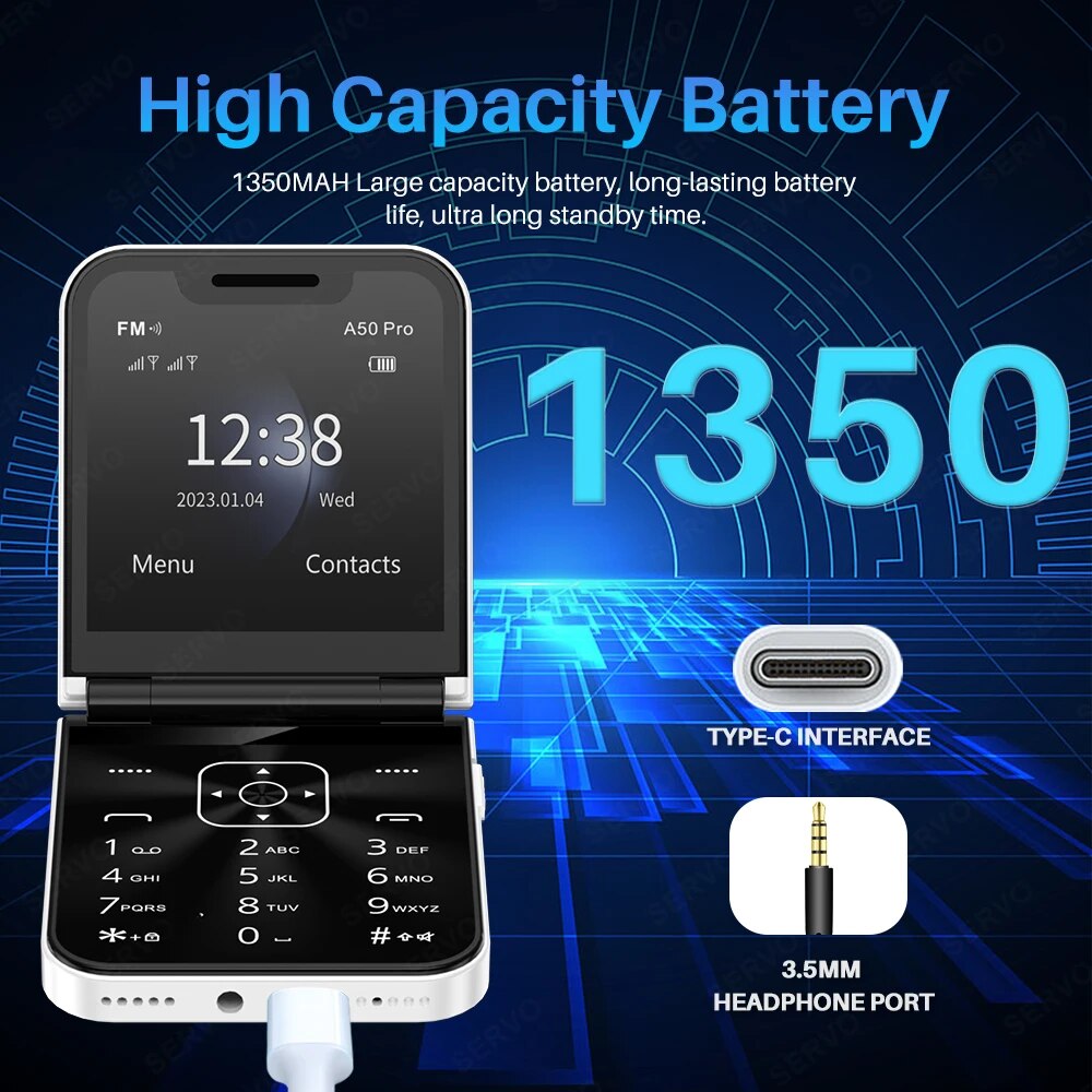 Dual SIM Flip Mobile Phone 2G GSM TypeC Port 3.5mm Jack B130008
