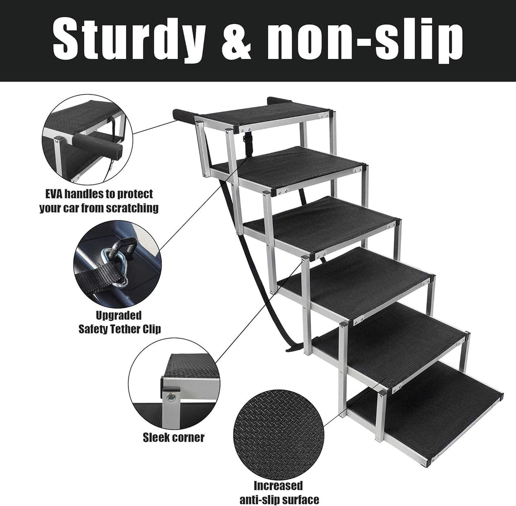 Folding Dog Car Ramp with Aluminum Frame, Nonslip Surface, Support 150-200 Lbs W997790