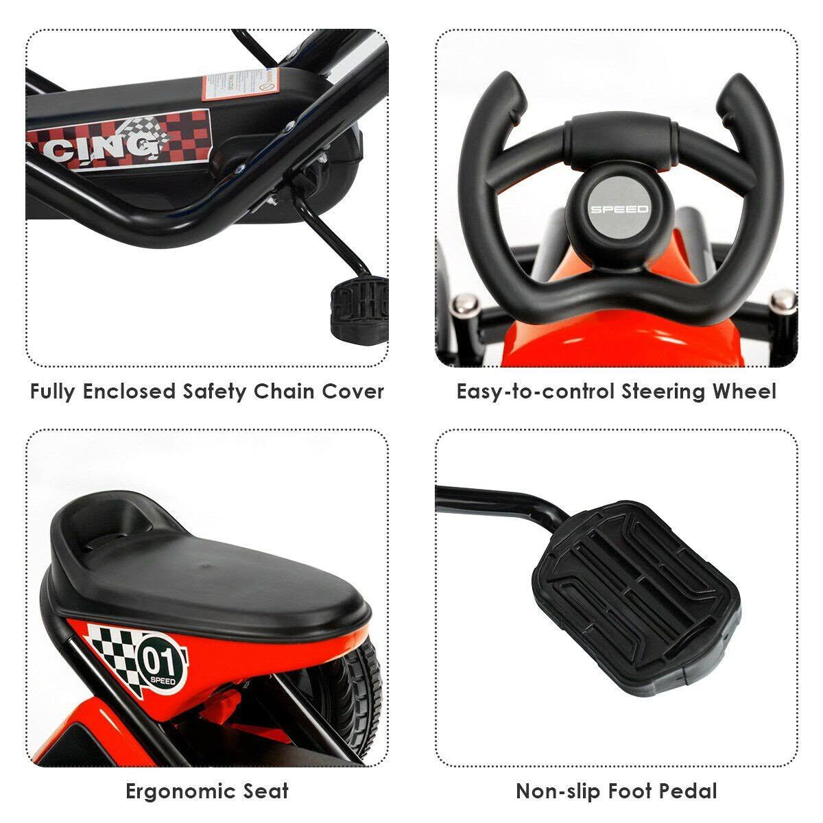 4 Wheel Pedal Powered Ride on Car Red U5319