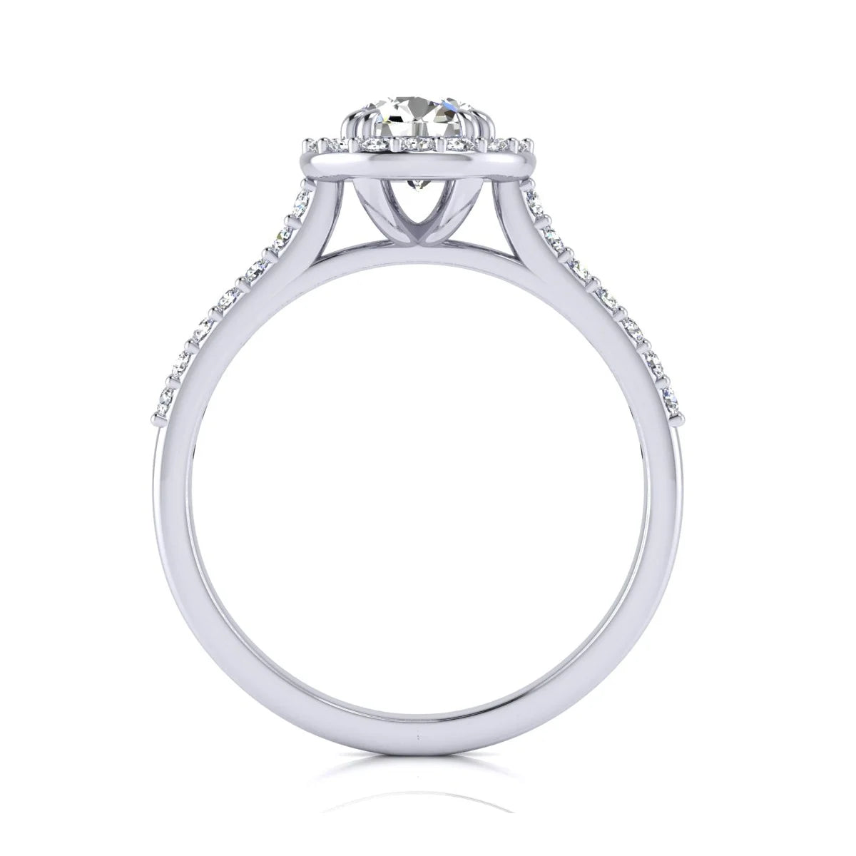 1 Carat Lab Grown Halo Diamond Engagement Ring In 14K White Gold Q477