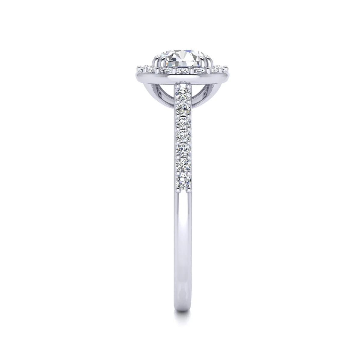 1 Carat Lab Grown Halo Diamond Engagement Ring In 14K White Gold Q477