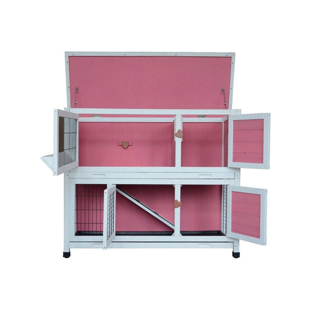 40x22 Wooden Rabbit Hutch Pet Cage Pink A59009