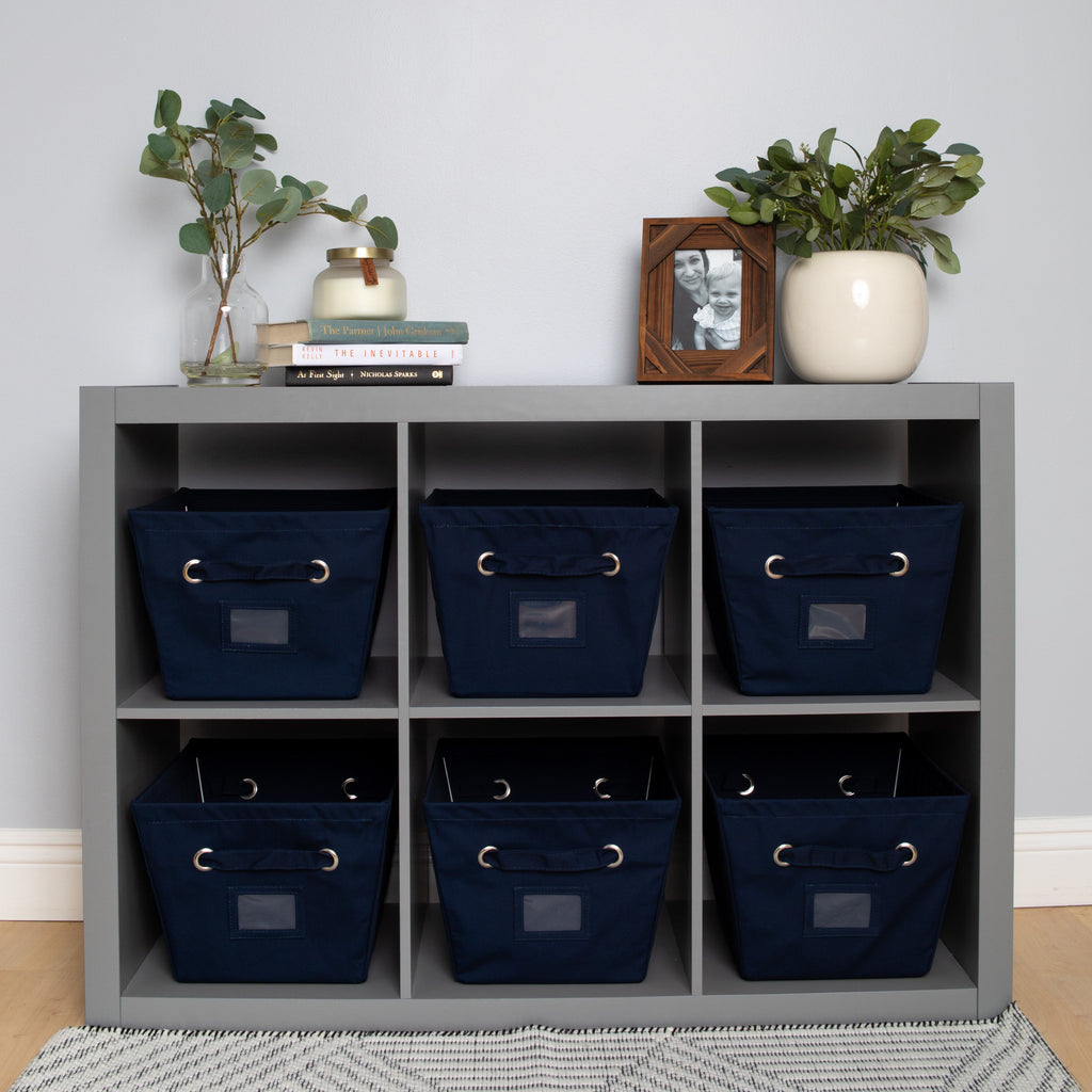 Medium Rectangular Canvas Bins, Set of 2, Blue D86344