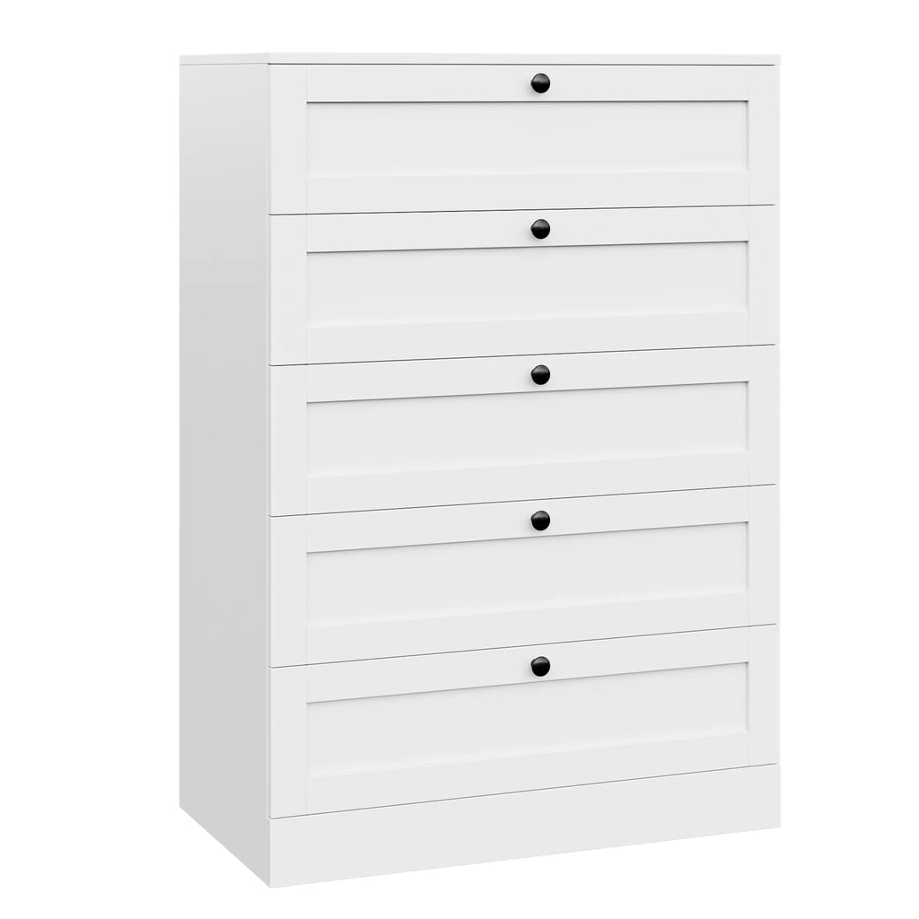 White 5 Drawer Wood Dresser E35638