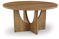 Round Wood Dining Table in Natural Light Brown X13410
