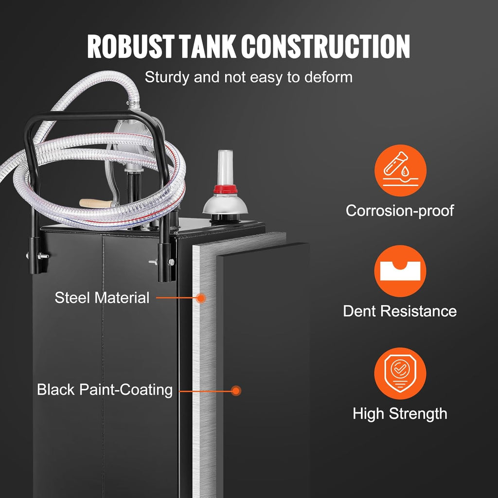 35 Gallon Black Fuel Caddy on 4 Wheels with Manual Transfer Pump E483666