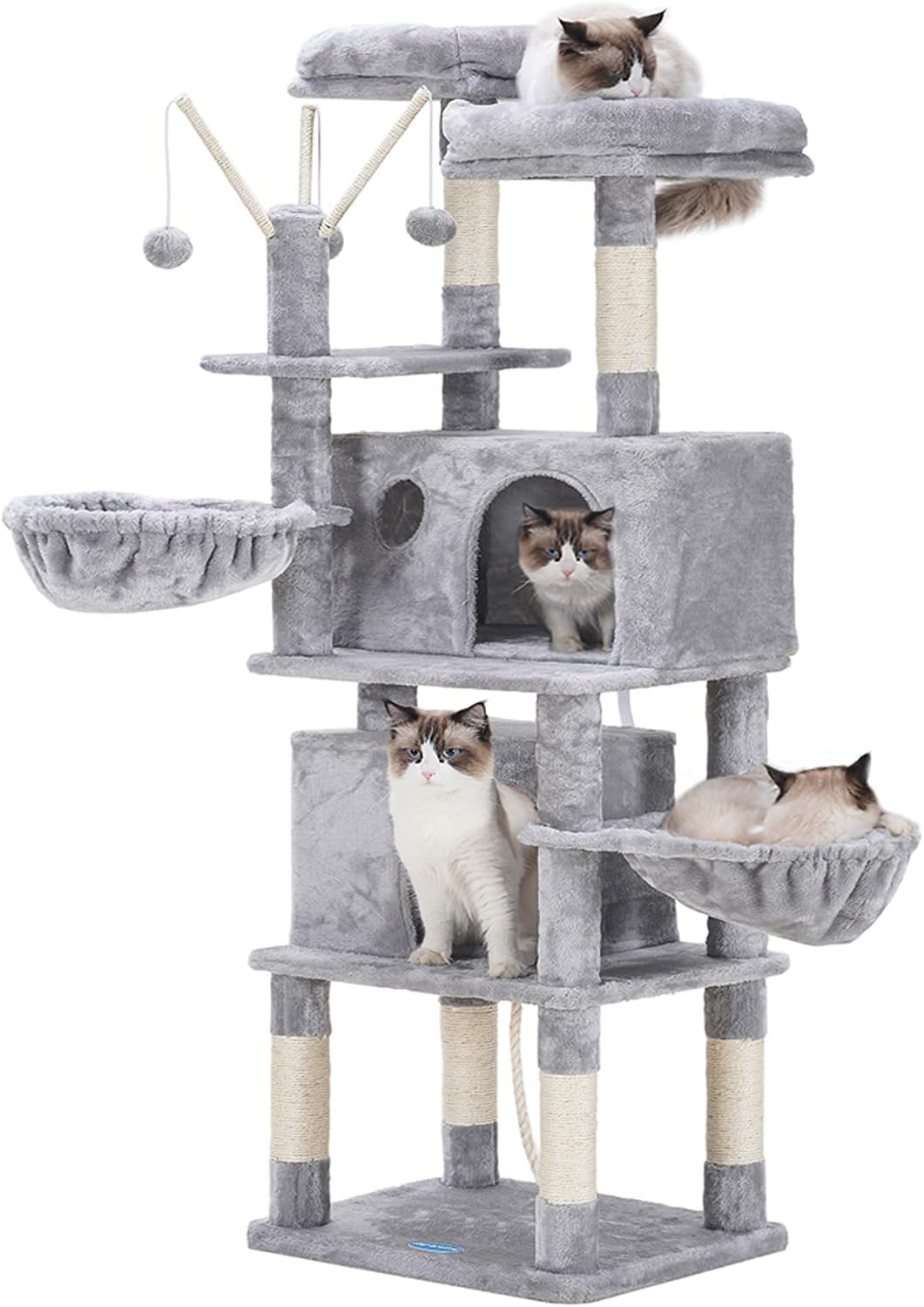 Light Grey Cat Tree with Scratching Posts U24287
