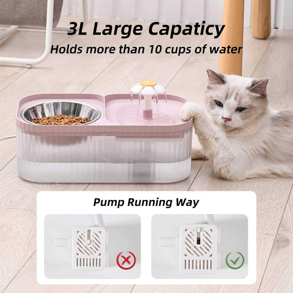3L Ultra Quiet Cat Water Fountain and Food Bowl C83959
