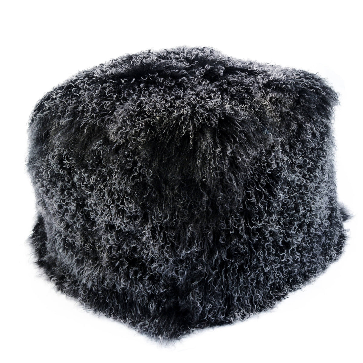 Black Snow Lamb Fur Pouf A218089