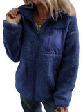 Womens Fleece Jackets Long Sleeve Warm Teddy Coats with Pockets Y320987