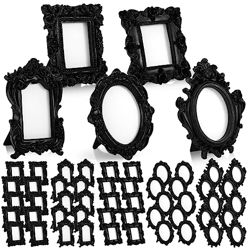 15 Pcs Mini Vintage Frames Oval Table Top Decor (Black) B586
