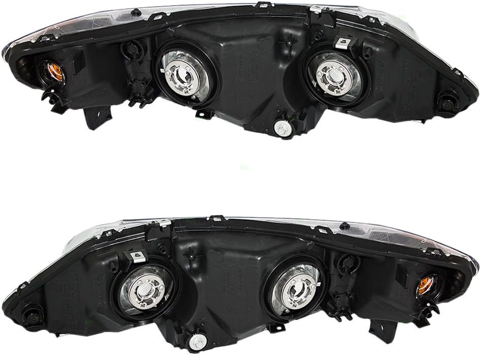 Headlight Units with Amber Park Lens Pair Set for Honda Civic Sedan F707