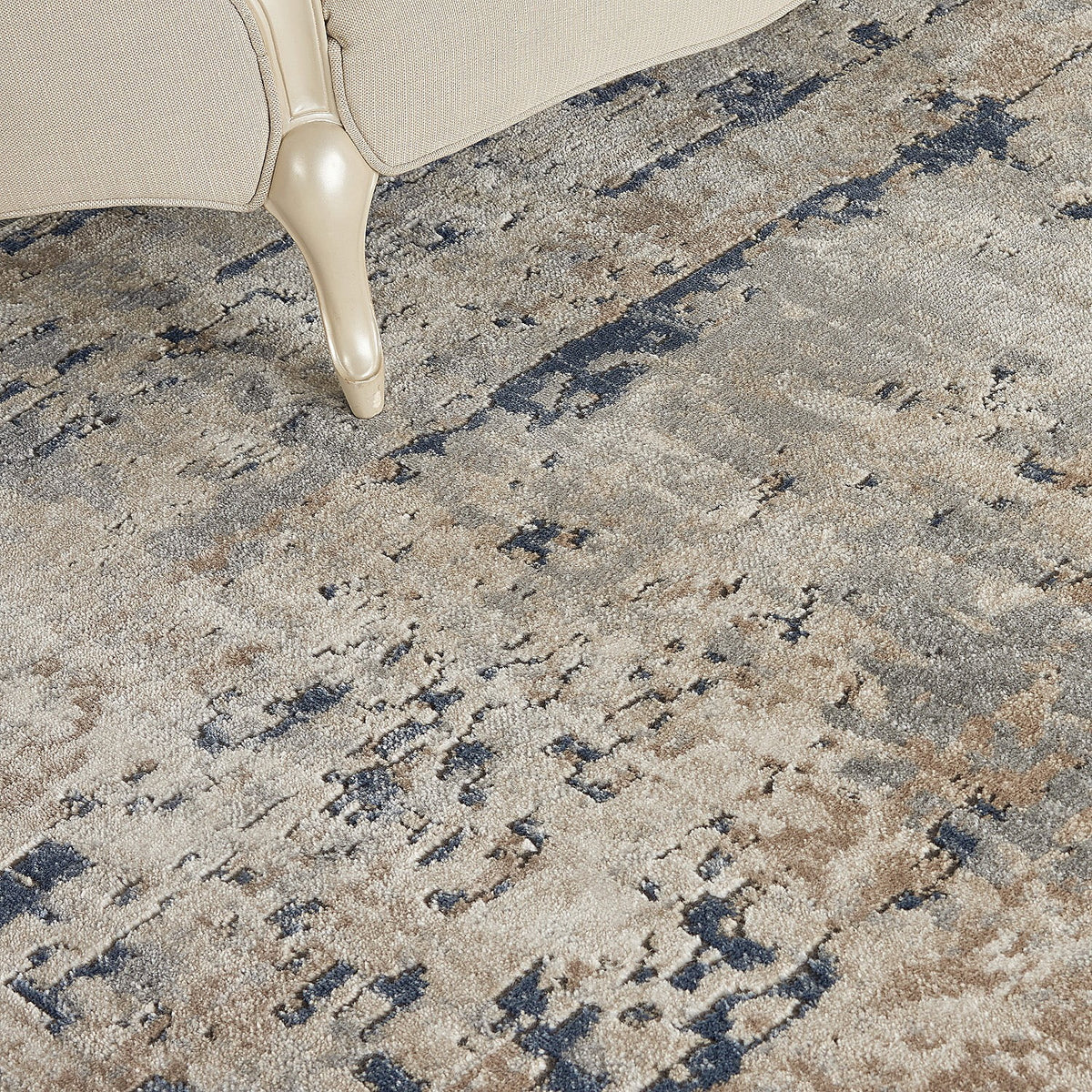 Beige/Grey 10' x 14' Abstract Distressed Area Rug M4752