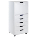 White 5 Drawer Rolling Wood Dresser X86888
