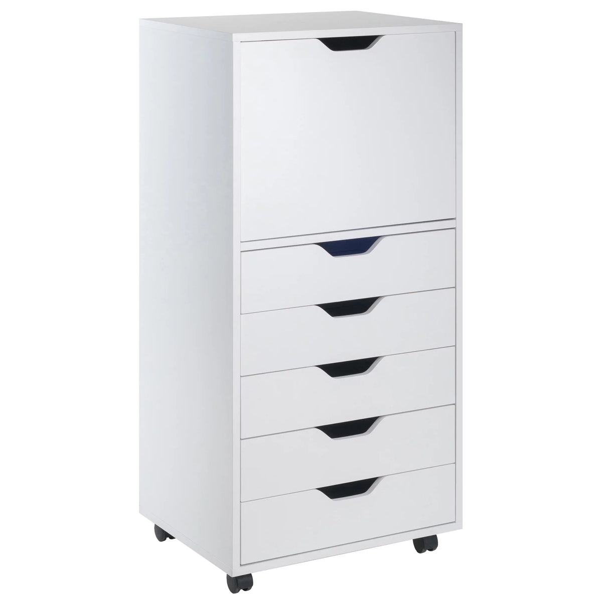 White 5 Drawer Rolling Wood Dresser X86888