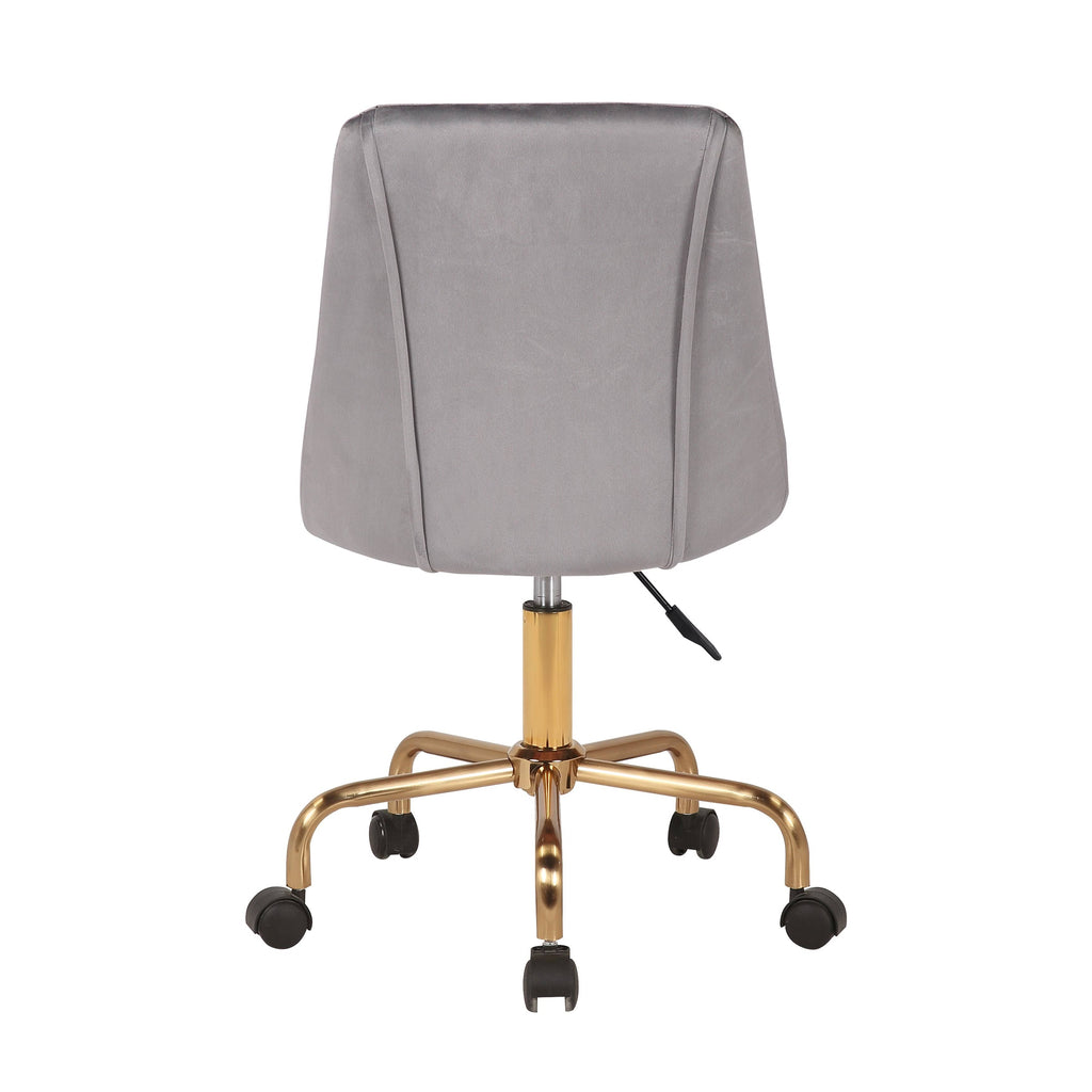 Aqua Velvet Armless Office Chair with Gold Metal Legs Z251354