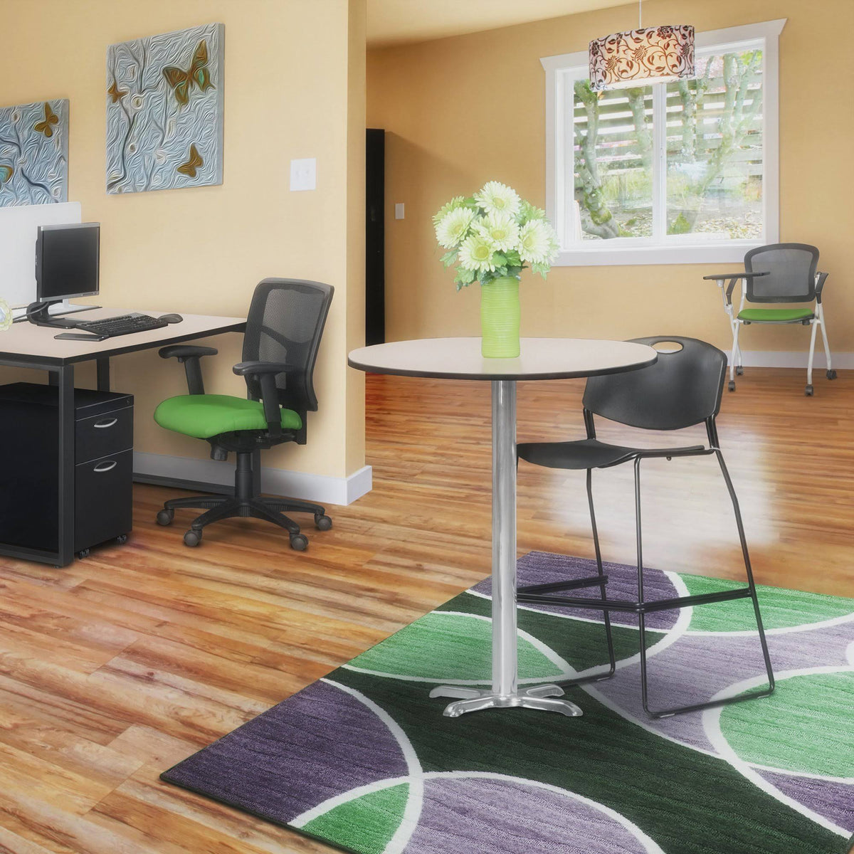 Cherry/Chrome Round X-Base Table F51429