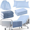 4 Pcs Hospital Bed Sheets Set, Soft Knitted Standard Sheets, Blue P312562