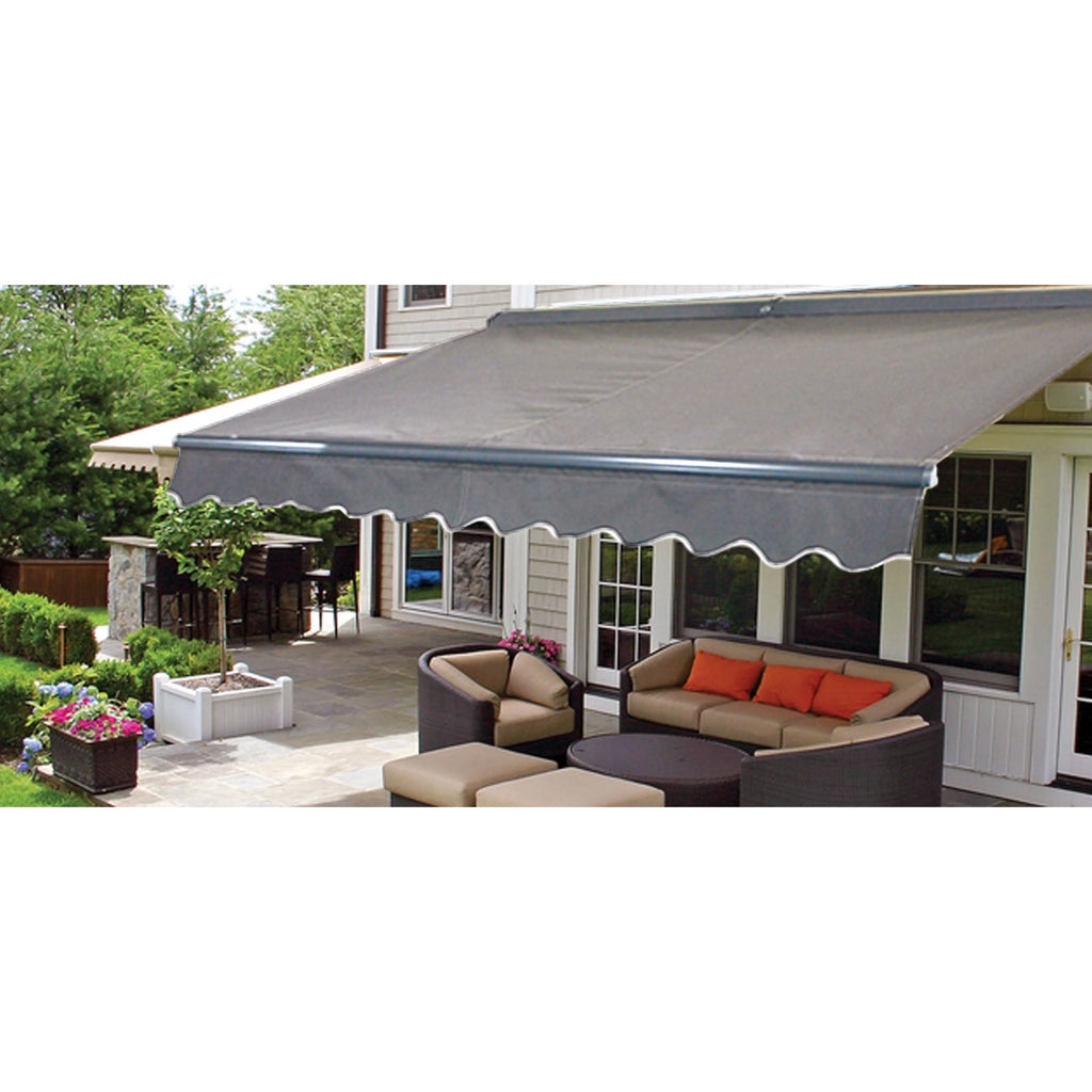 Gray LED Motorized Retractable Patio Awning E573991