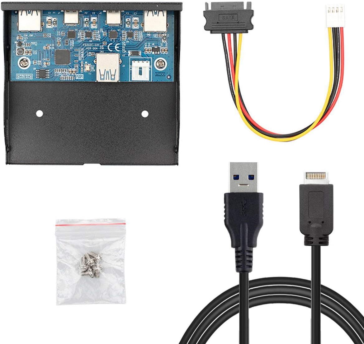 USB 3.1 Front Panel Header to USB-C & USB 3.0 HUB 4 Ports Motherboard Cable W1924