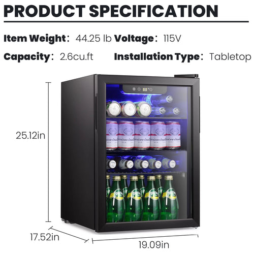 1.6cu.ft Wine Cooler Cabinet Beverage Mini Fridge Black E99737