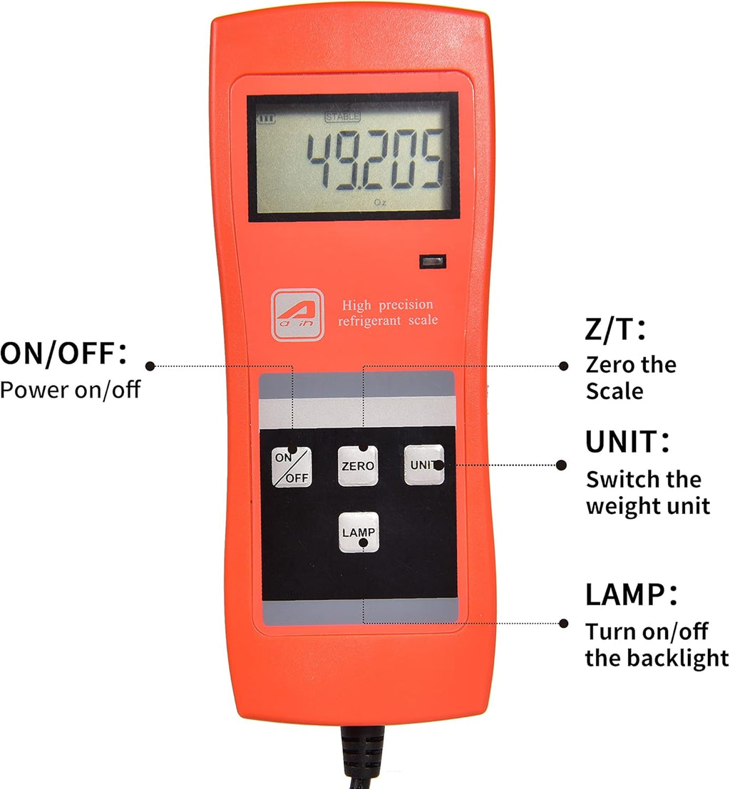 Digital Refrigerant Charging Weight Scale 220Lbs with LCD Display X813