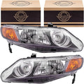 Headlight Units with Amber Park Lens Pair Set for Honda Civic Sedan F707