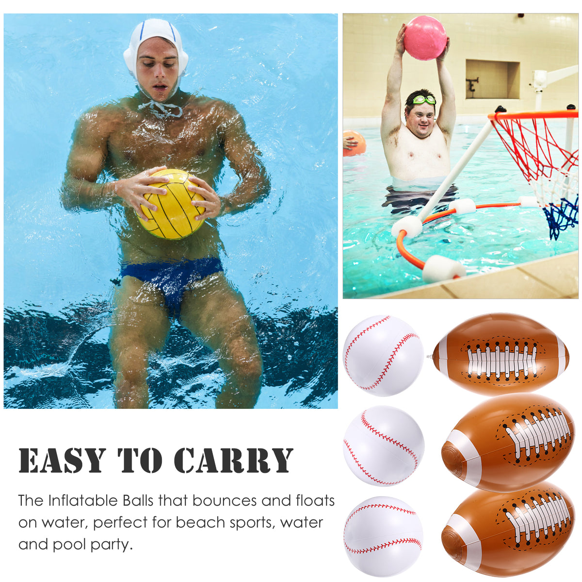 6 Pcs Inflatable Baseball PVC Toys for Toddlers J8542
