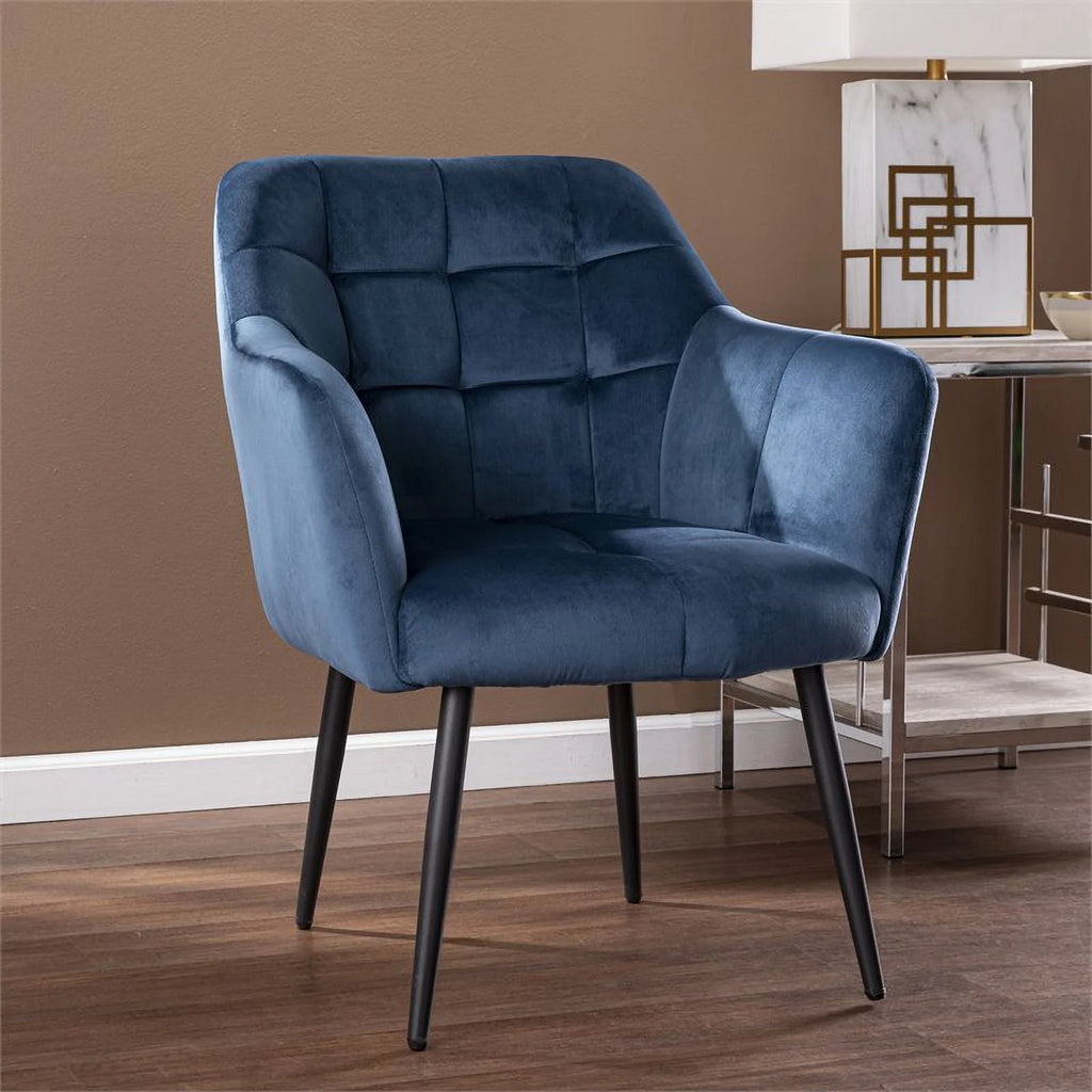 Blue Black Velvet Upholstered Accent Chair Z79625