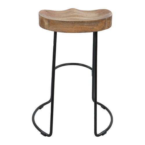 24 Inch Natural Brown Mango Wood Backless Barstool M395260