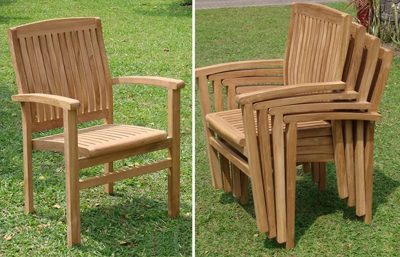 Grade-A Teak 9 Pc Dining Set: 72" Round Table And 8 Stacking Arm Chairs I2685