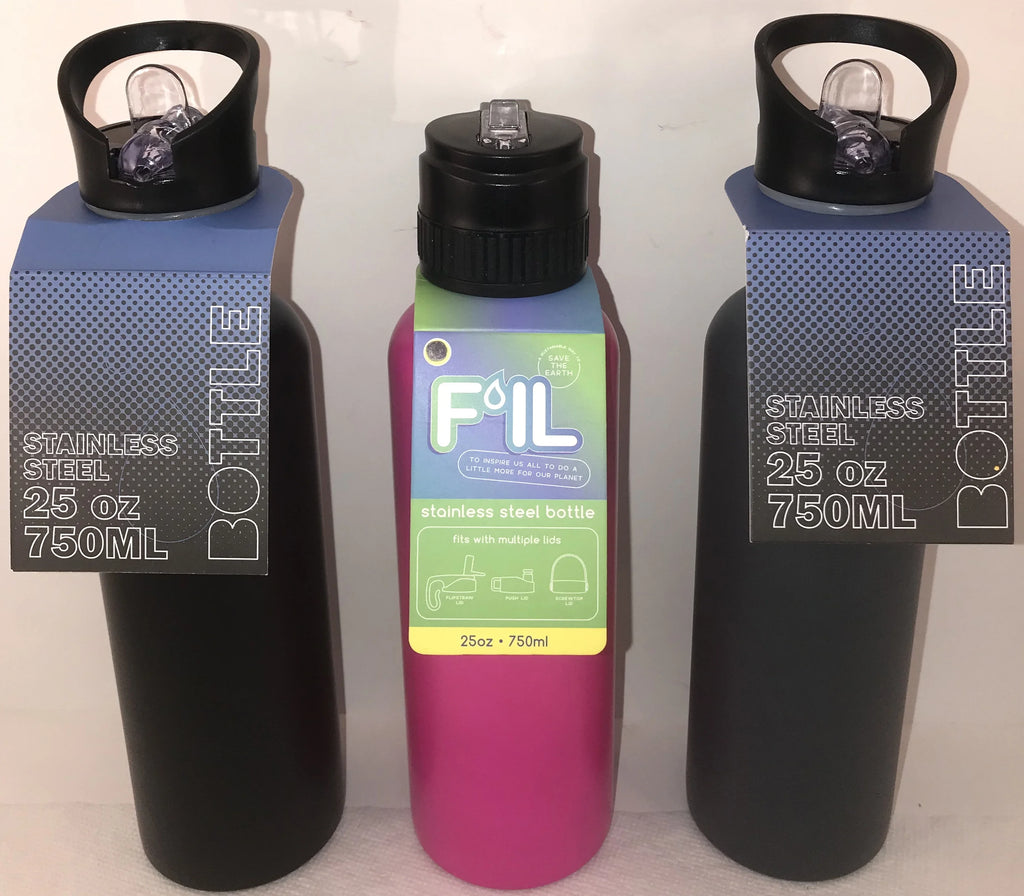 25 oz Stainless Steel Water Bottle with Straw Lid 3pk O712
