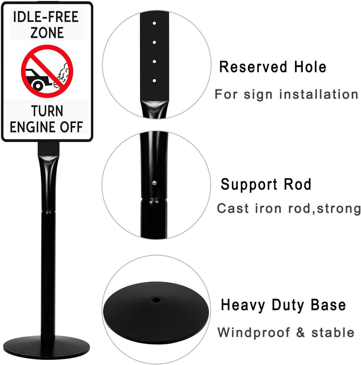 48" Heavy Duty Cast Iron Movable Sign Stand, Black, Pack of 2 Z26247