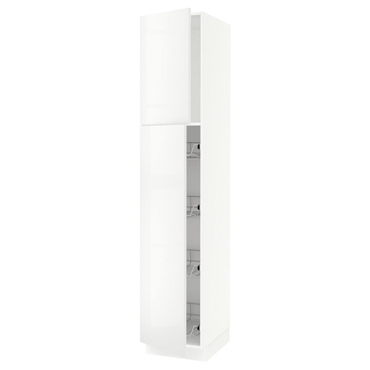 White High Cabinet with Door and Wire Baskets D966378
