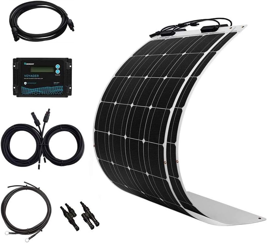 200 Watt 12 Volt Flexible Monocrystalline Solar Panel Kit with 20A PWM Controller I906327