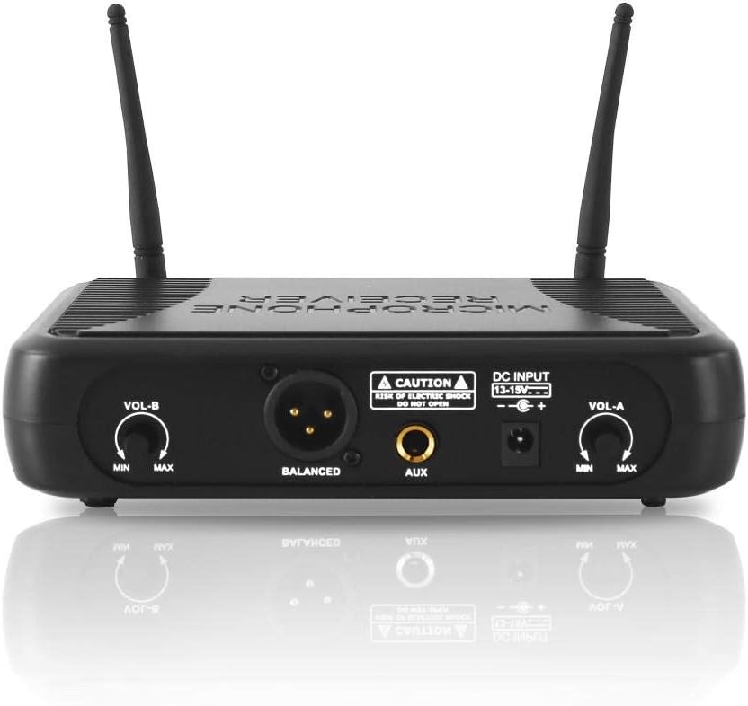Black Wireless Microphone System with Headset and Lapel Mic Y701