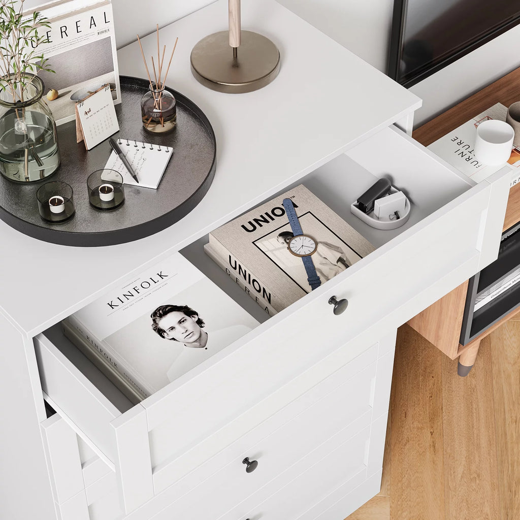 White 5 Drawer Wood Dresser E35638