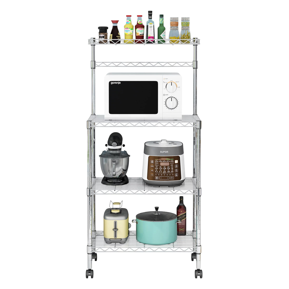 4-Tier Rolling Kitchen Baker's Rack with Storage Shelves X62925