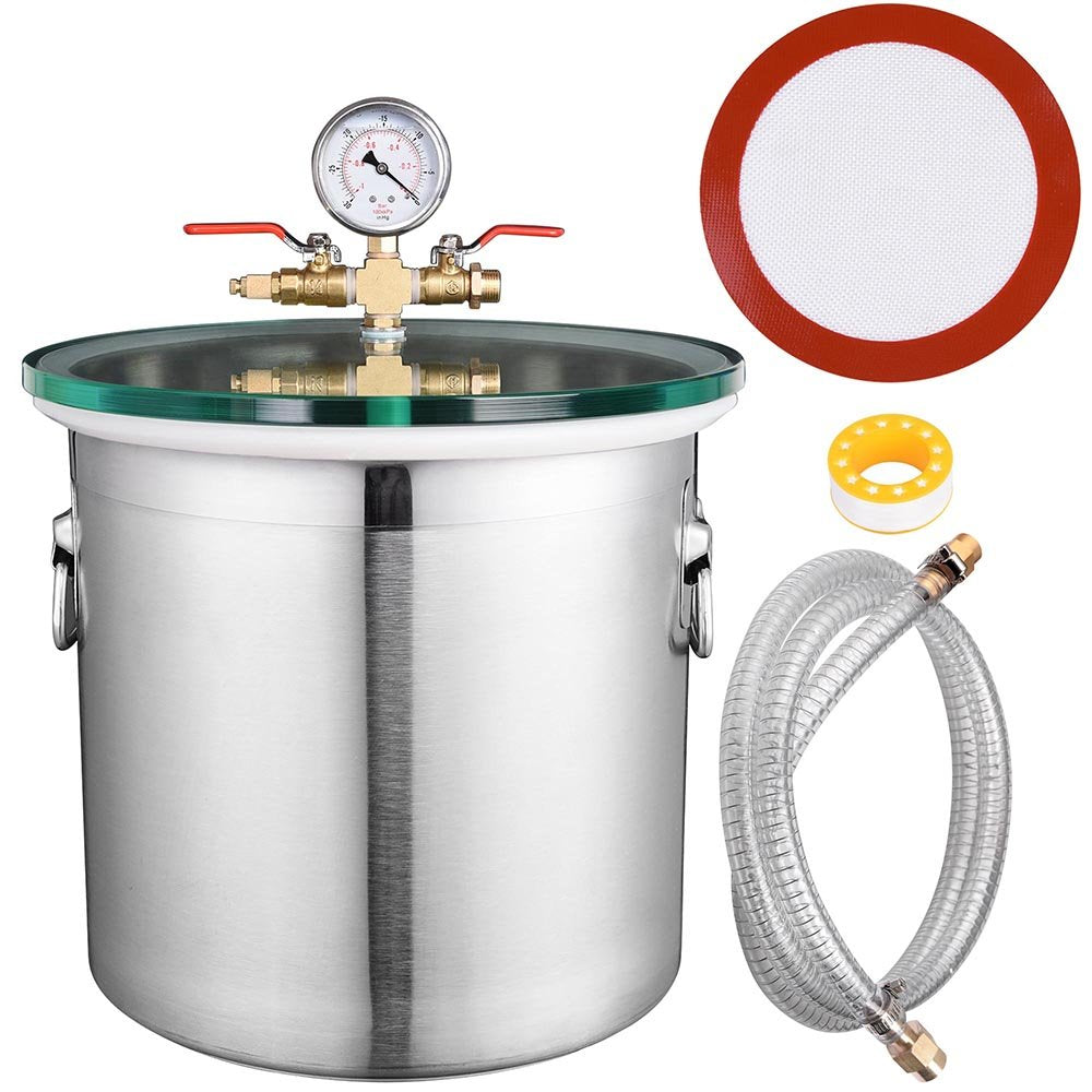 5 Gallon Stainless Steel Vacuum Chamber with Tempered Glass Lid L21879