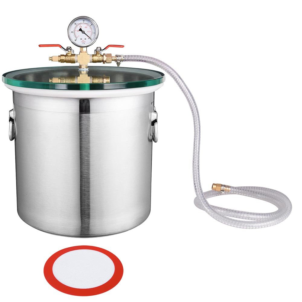 5 Gallon Stainless Steel Vacuum Chamber with Tempered Glass Lid L21879