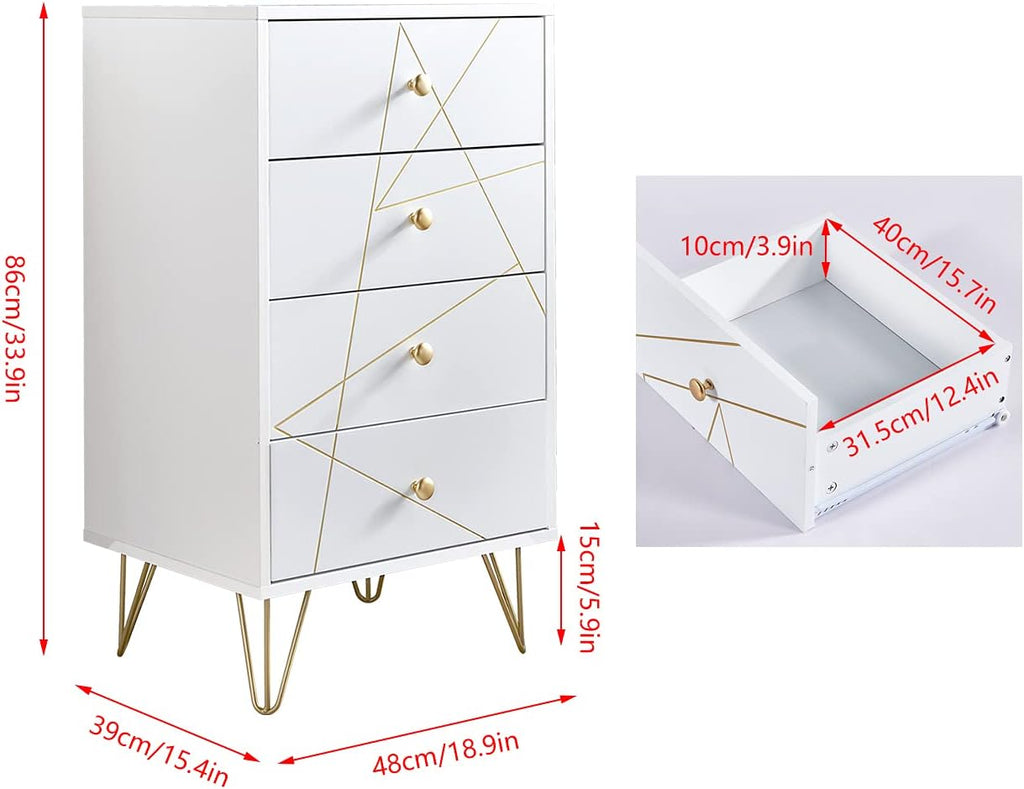 White 4 Drawer Wood Chest of Drawer I5973