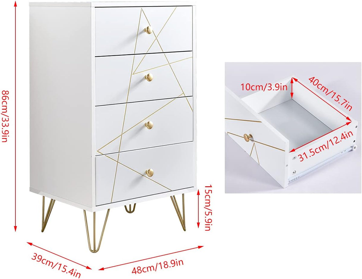 White 4 Drawer Wood Chest of Drawer I5973